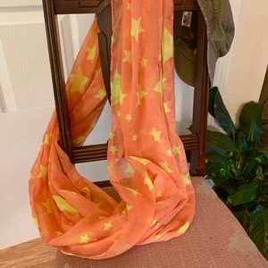 🏆BOGO orange star Scarf🧣large tubular fabric  fun light weight but a lot